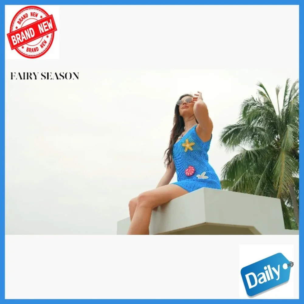 Sleeveless Mini Dress Crochet Cover Up Polyester Mesh Slim Fit Bohemian - Picture 7 of 7